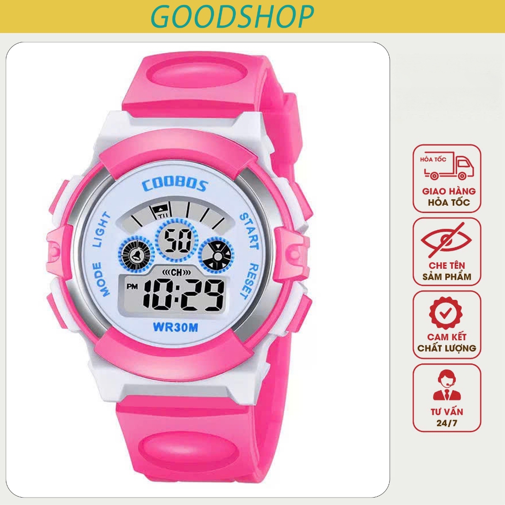 Đồng Hồ Thể Thao Trẻ Em điện tử Dây Cao Su Coobos 0919 cho bé gái