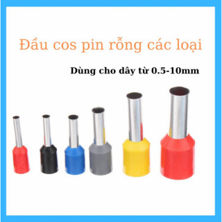   Túi 100 cái  Đầu cos pin rỗng cos pin rỗng E thông dụng cho dây điện từ 0.5mm2 - 10mm2. 