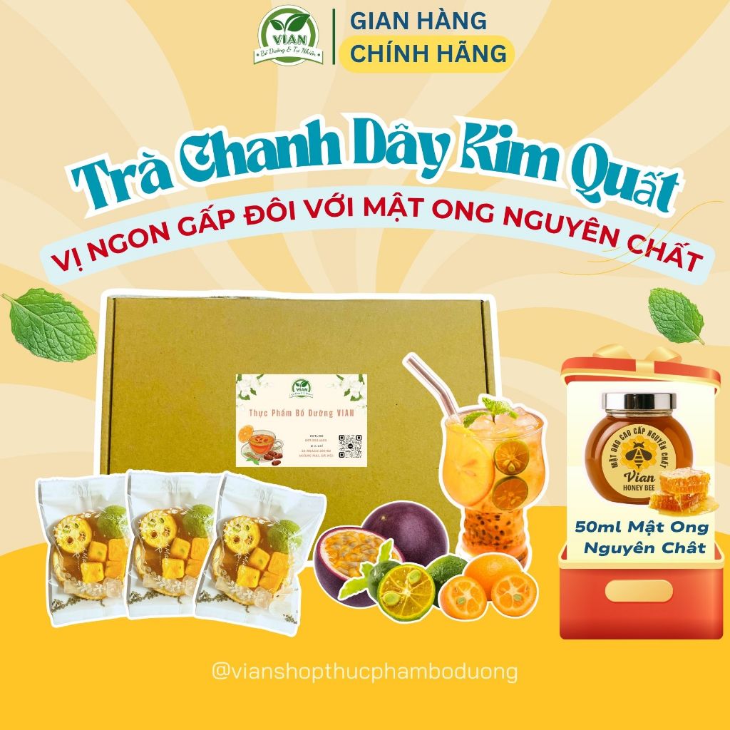 Trà Chanh Dây Kim Quất, Detox Trắng Sáng Da Triệu Lộ Tư (Hộp 30 gói Kèm 5 món Quà Đặc Biệt) Thanh Nhiệt, Mát Gan (CD)