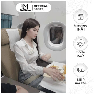  Áo Sơ Mi Croptop Đính Đá Viền Tay Mix Hoa Ngực Tôn Dáng Thiết Kế Thời Trang Nữ N2422| MORI CLOTHINGS 