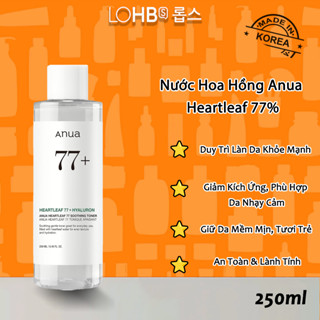 Nước Hoa Hồng Anua Heartleaf 77% – Cân Bằng pH 5.5, Làm Dịu Da, Cấp Ẩm, Thuần Chay, Dịu Nhẹ Cho Da Nhạy Cảm