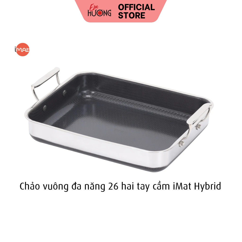 Chảo Vuông Đa Năng 26 Hai Tay Cầm iMat Hybrid