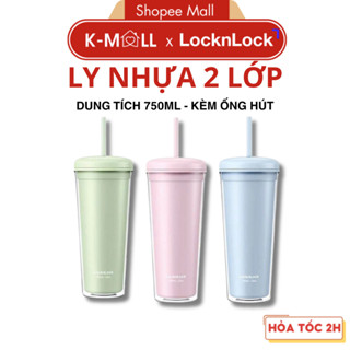  Ly Nhựa 2 Lớp LocknLock Macaron Double Wall Cold Cup HAP533 3 Màu Lựa Chọn Kèm Ống Hút - K-MALL 