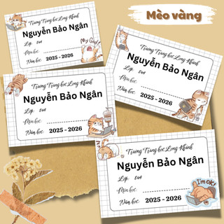 Nhãn vở cấp 2, cấp 3 IN SẴN THÔNG TIN, nhiều chủ đề dễ thương, đơn giản ( SET GỒM 36 Nhãn) TẶNG BỘ STICKER