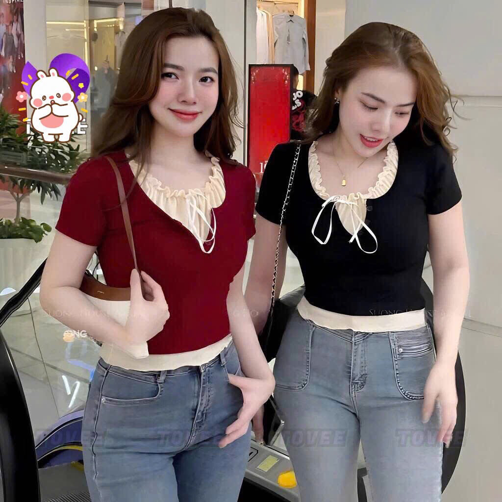Áo nữ tiểu thư Croptop - CÓ BIGSIZE - chất thun gân ôm dáng A294 | BigBuy360 - bigbuy360.vn