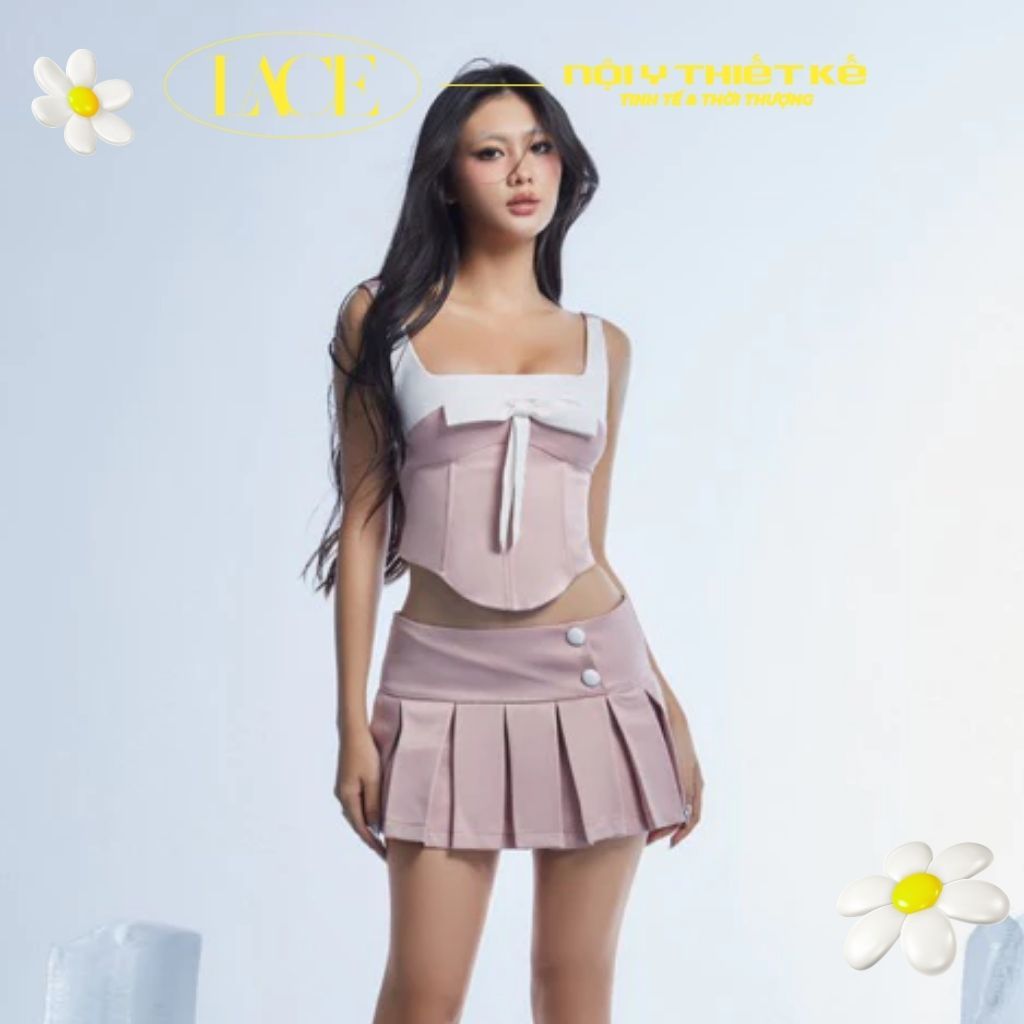 [Ưu đãi giới hạn] Set Áo Corset Váy Phong Cách Y2K LACE CHARLIE Có Gọng Mút Định Hình Ngực Hàng Thiết Kế Cao Cấp