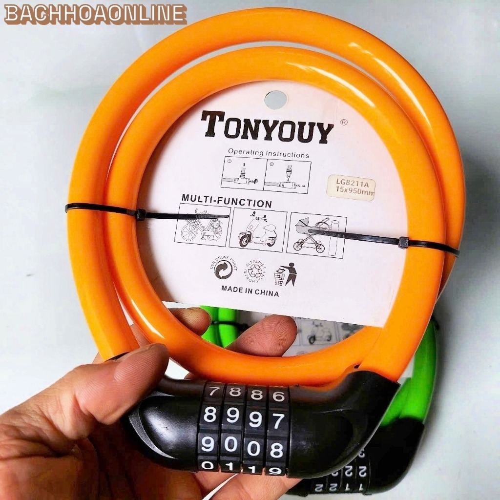 khóa dây số TONYOUY 4 số màu cam và xanh lá