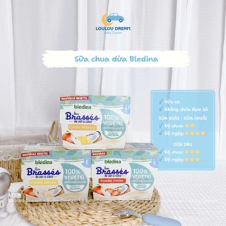 Sữa chua cốt dừa thuần chay Bledina Les Brasses chính hãng Pháp lốc 4 hộp 95g cho bé từ 6m+