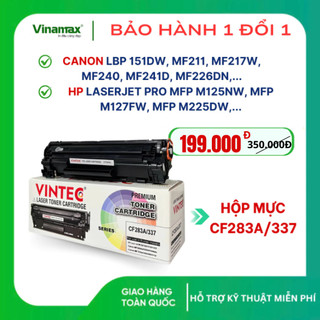 Hộp mực máy in Canon 241d/ 241dw/ 221D/ 151DW (mã CF283A/337), Vintec, đã có sẵn mực, có lổ nạp và lổ thải.