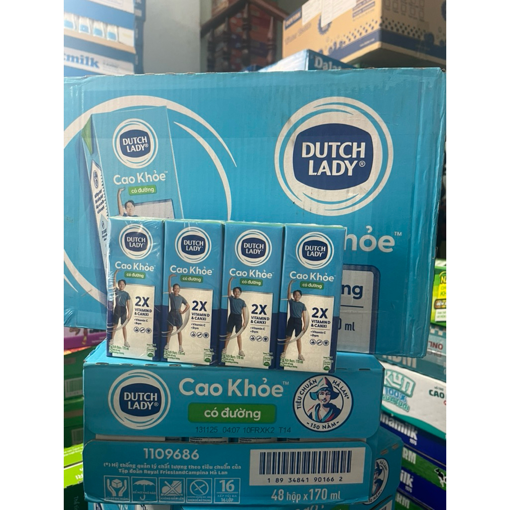 Dutch lady  cao khoẻ 2X canxi& vitaminD Thùng  48 hộp 180ml DATE  T11-2025