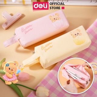 Hộp Bút Túi Đựng Bút Butter Bear Deli Gấu Bơ Nhiều Ngăn Chất Vải Oxford Chống Thấm Họa Tiết Dễ Thương Dành Cho Học Sinh