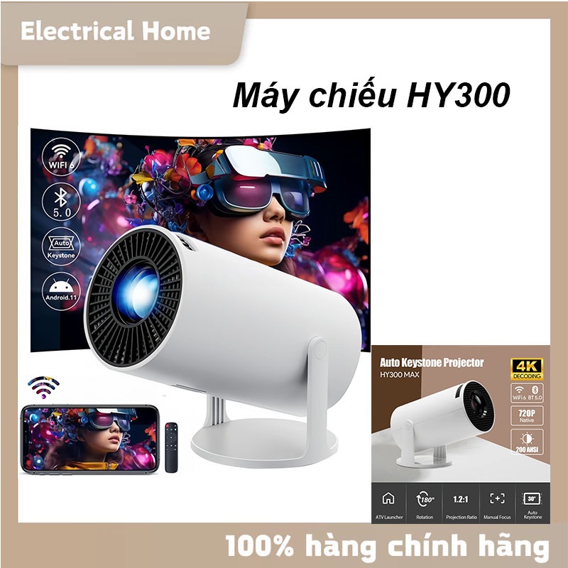 Máy chiếu HY300/HY320/X8MAX Full HD android 11.0 độ sáng 8000 lumens Bluetooth 5.0 ít tiếng ồn bảo
