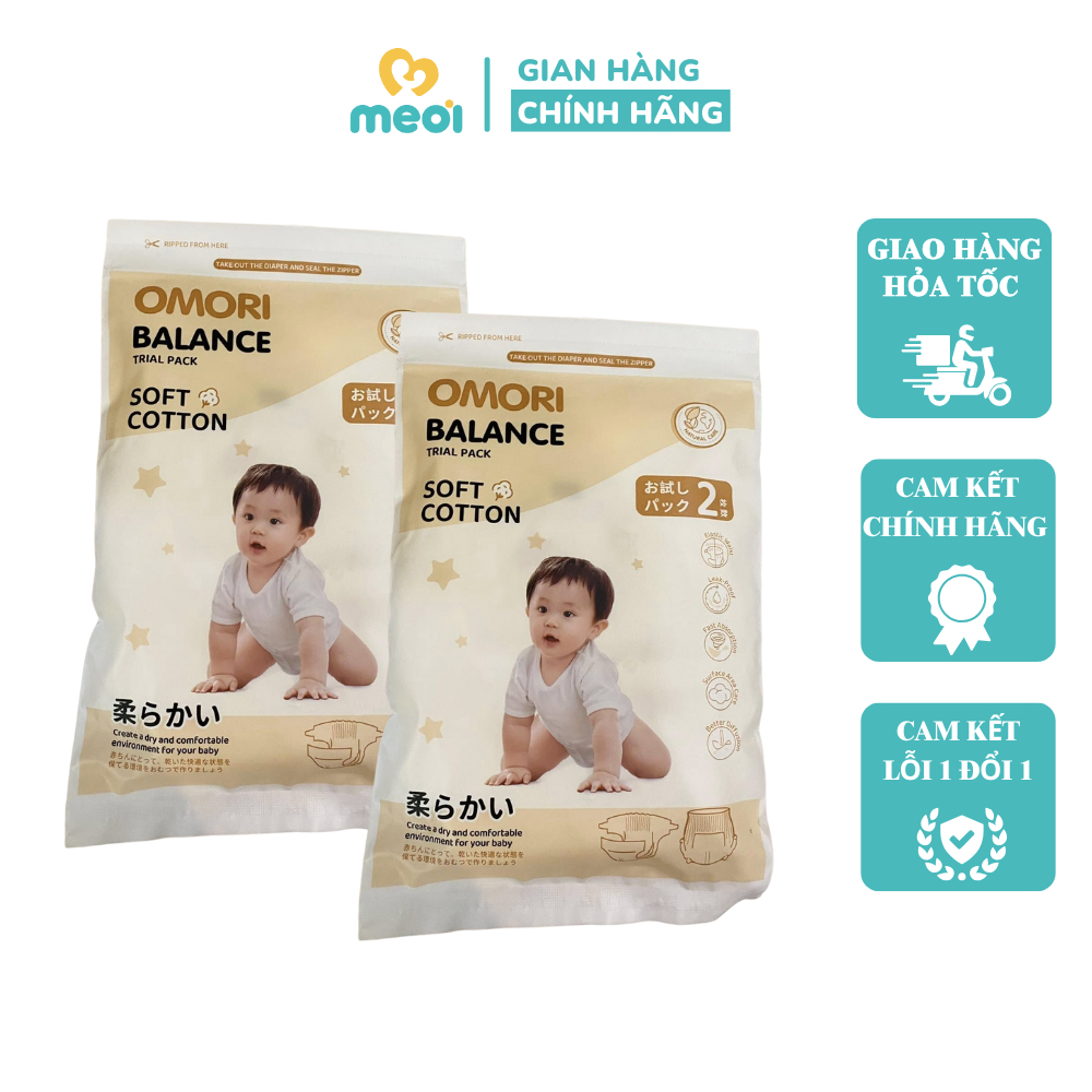 Túi 2 miếng bỉm Omori Balance mềm mỏng, an toàn cho làn da bé