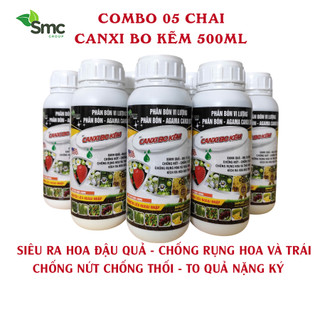  Combo Canxi Bo Kẽm 5 chai – Phân bón vi lượng chống rụng hoa chống nứt trái – Dùng cho sầu riêng xoài cam rau màu 