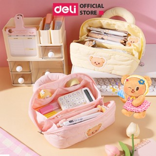 Hộp Bút Túi Đựng Bút Butter Bear Deli Gấu Bơ Nhiều Ngăn Đa Năng Chất Vải Oxford Chống Bám Bẩn Họa Tiết Dễ Thương