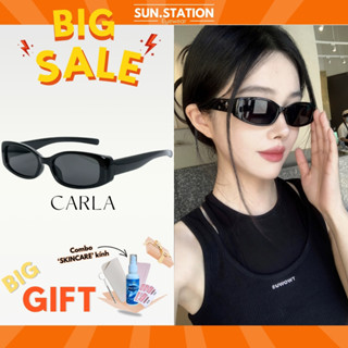 Kính đen ngầu nam nữ cá tính jennie SUN STATION, kính râm thời trang hình chữ nhật phong cách hiphop, sang chảnh - CARLA