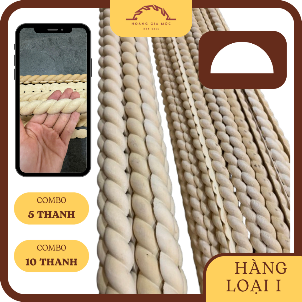 Nẹp chỉ xoắn gỗ tự nhiên trang trí nội thất, làm khung tranh, viền tủ, handmade, nẹp chỉ trang trÍ