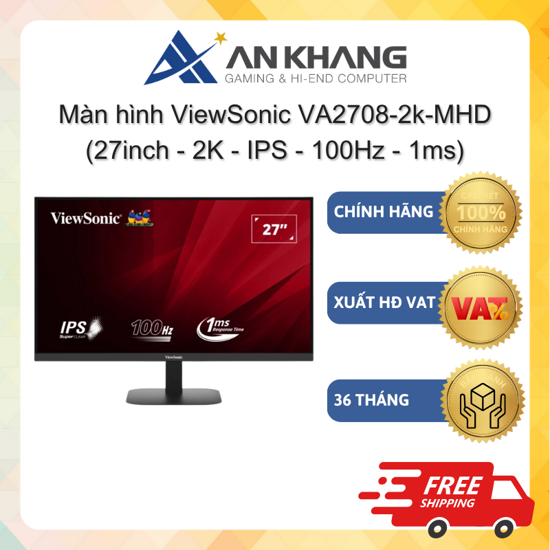 Màn hình ViewSonic VA2708-2k-MHD (27inch - 2K - IPS - 100Hz - 1ms) Chính hãng Bảo hành 36 Tháng
