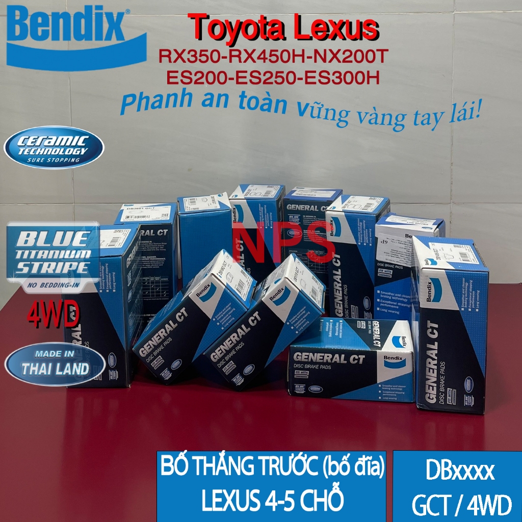 Bố thắng trước (bố đĩa/má phanh) TOYOTA LEXUS RX350, RX 450H, NX200T, ES200, ES250, ES300H (Bendix)