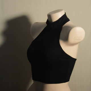 Áo croptop cổ lọ hở lưng gợi cảm cá tính chất thun trơn dày dặn không lộ viền nội y M14