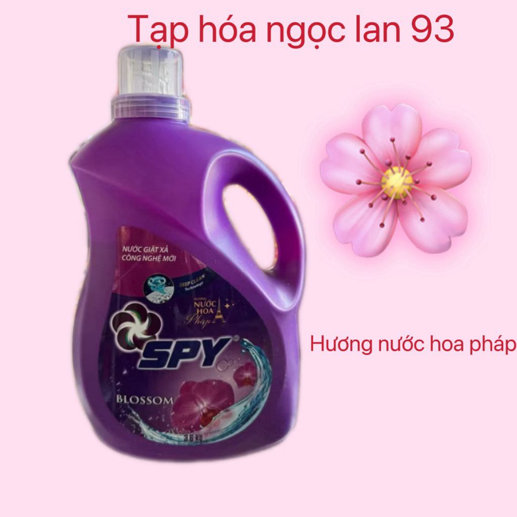 Nước Giặt Xả SPY blossom Công Nghệ Mới Can 3,6kg, Nước Giặt Xả Cao Cấp Sạch Sâu Thơm Lâu