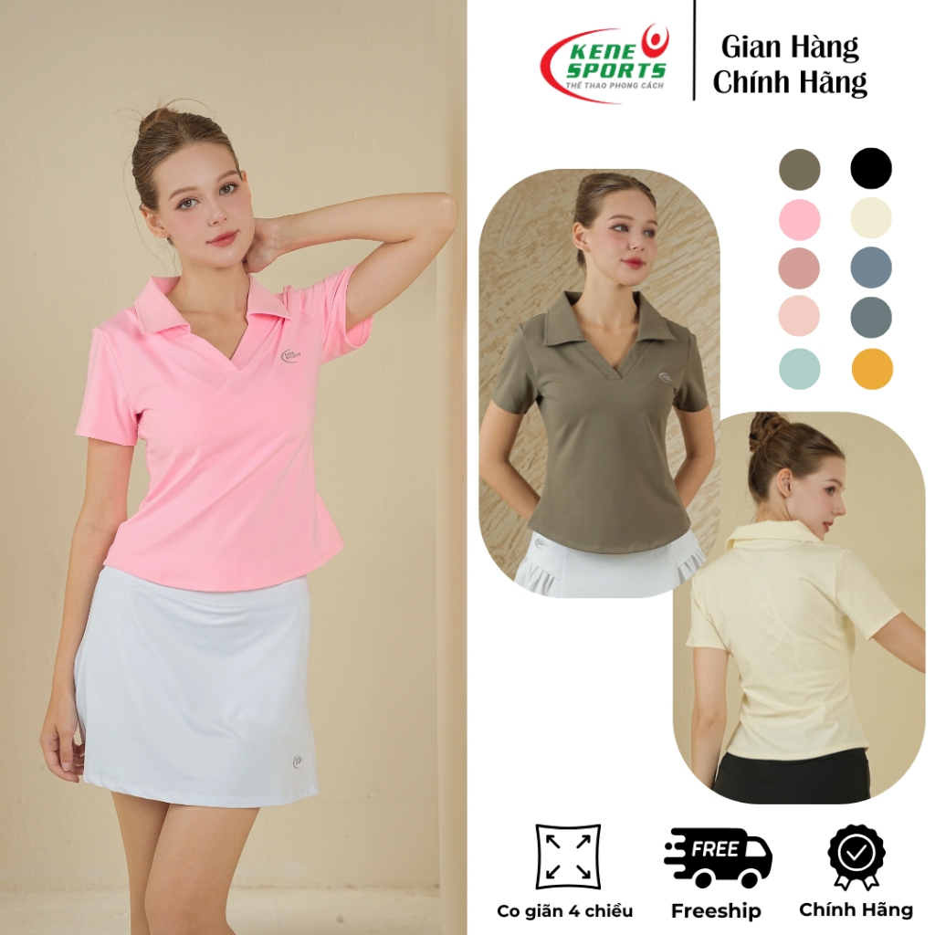 Áo polo nữ pickleball, Golf, Tennis chất mềm mại siêu co giãn thoáng khí thấm hút tốt Kene Sports