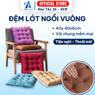 [Đơn 100k Tặng Khăn Lông] Đệm Ngồi Vuông Lót Ghế Văn Phòng Vải Nhung Đàn Hồi Giảm Đau Mông Êm Ái