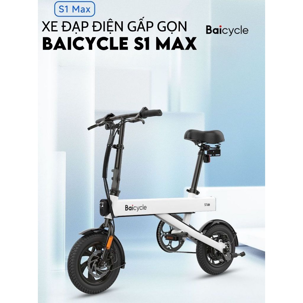 Xe đạp điện gấp gọn Baicycle S1 MAX, Xe đạp điện mini, 3 chế độ lái, quãng đường đi lên đến 60 Km