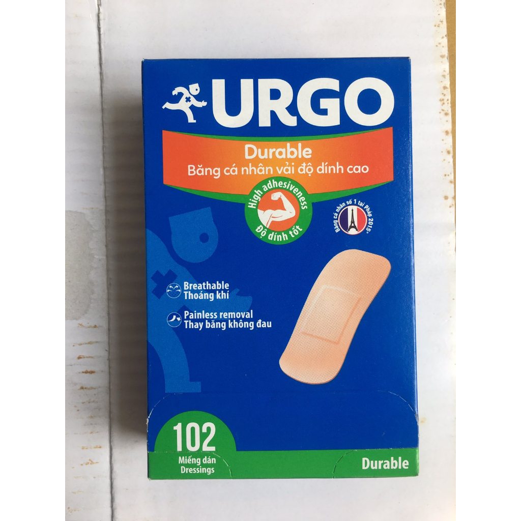 BĂNG CÁ NHÂN ĐỘ DÍNH CAO URGO DURABLE (102 MIẾNG/HỘP)
