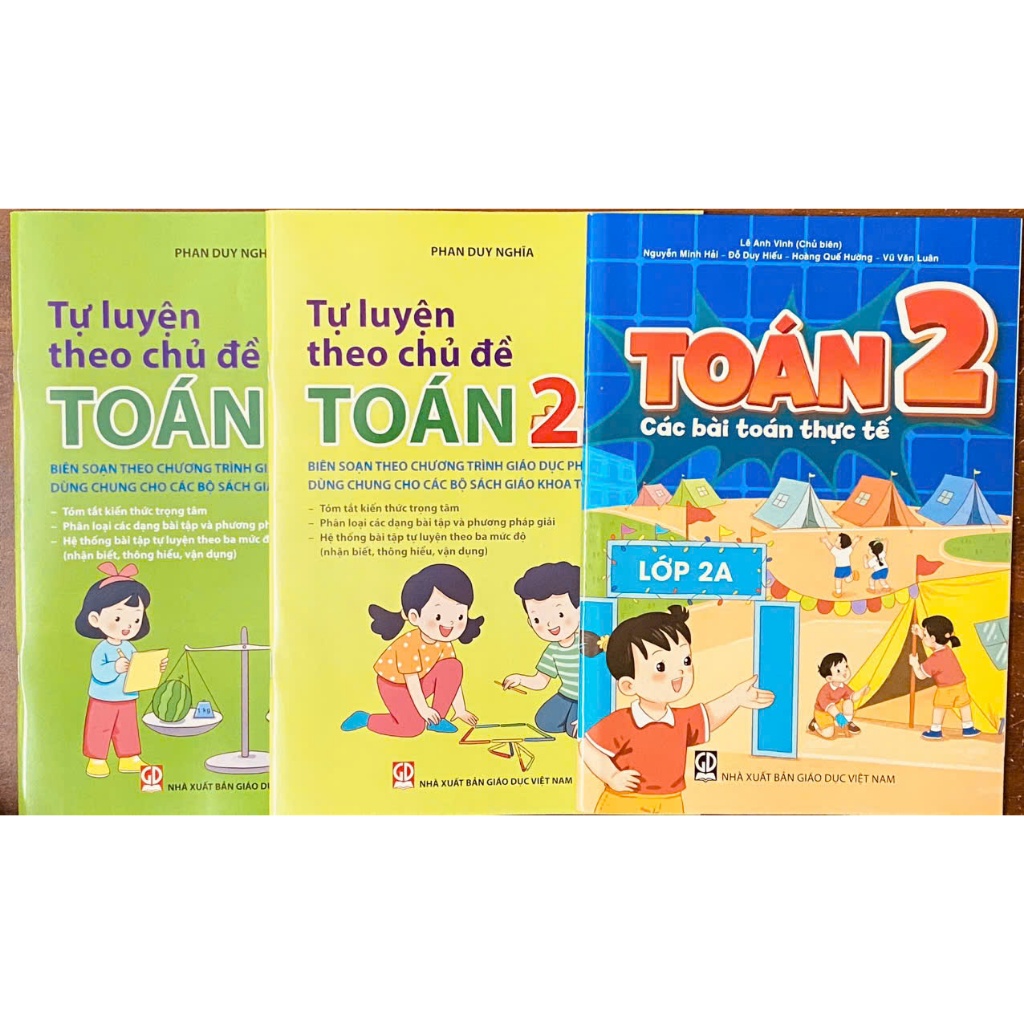 Sách - Lớp 2 - Toán thực tế + Toán theo chủ đề lớp 2 (3 cuốn)