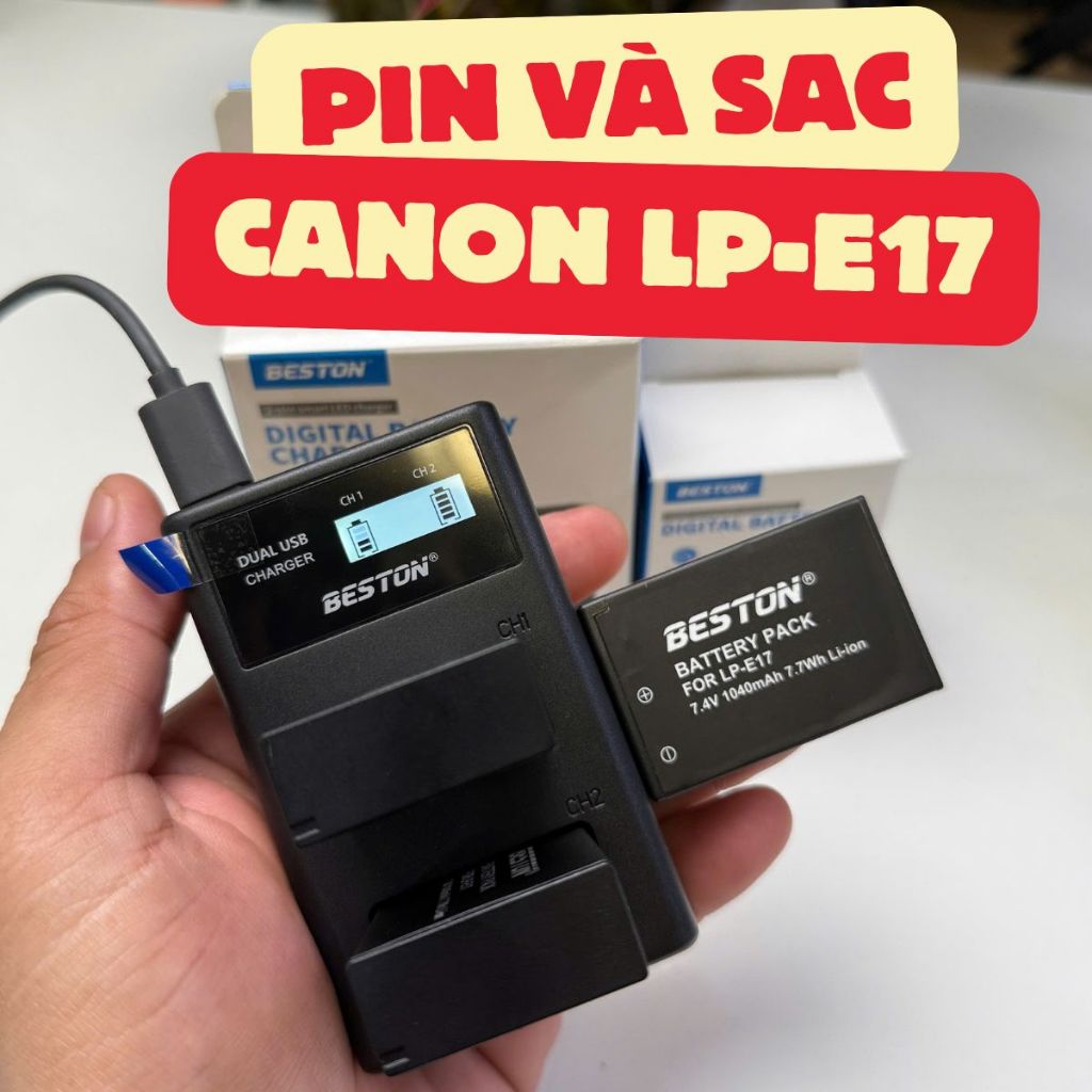 Pin Canon LP-E17 và sạc đôi máy ảnh cho R50 M3 M5 M6 750D 77D 800D