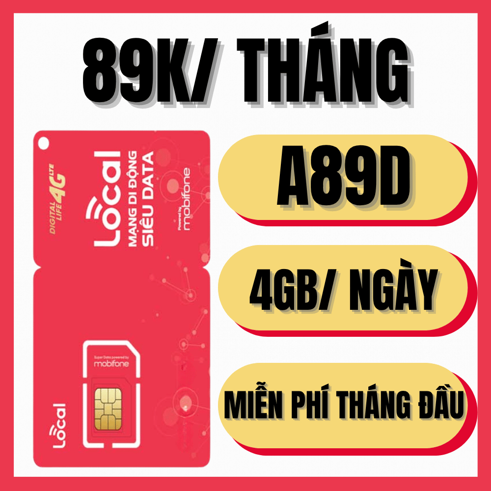 [ SIM SINH VIÊN ] Tặng 1 Tháng - Sim Mobifone Local A89 Miễn Phí Data Kèm Nghe Gọi Dùng Miễn Phí Cả 