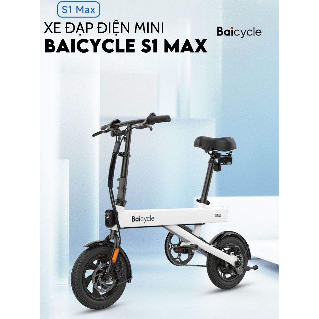 Xe đạp điện mini Baicycle S1 MAX, Xe đạp điện gấp gọn, 3 chế độ lái, quãng đường đi lên đến 60km