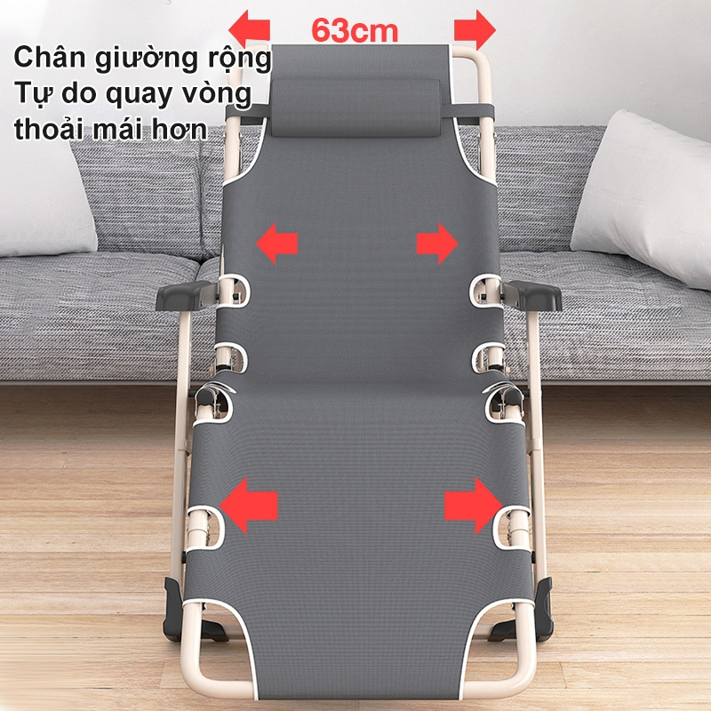 Ghế xếp thư giãn, Ghế lười gấp thành giường Gấp Gọn -Kèm nệm gối cao cấp -Nhôm chịu 400kg | BigBuy360 - bigbuy360.vn