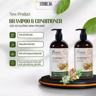  Cặp dầu gội xả Prosee Dưỡng Sinh PS12 PC12 500ml hỗ trợ phục hồi tóc mềm mại mượt mà giảm rụng tóc 