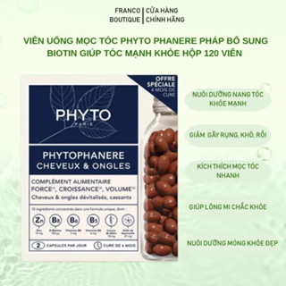 Viên Uống Mọc Tóc PHYTO Phanere Pháp Bổ Sung Biotin Giúp Tóc Mạnh Khỏe 120 Viên - Ngăn Rụng Tóc