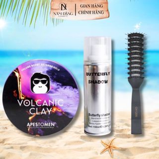 [COMBO] Sáp Vuốt Tóc Volcanic Clay + Gôm Xịt Tóc Butterfly 150ml + Tặng lược bán nguyệt chaoba