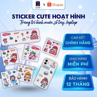 Sticker cute hoạt hình dễ thương, hình dán cute 1K trang trí bình nước sổ laptop hàn quốc giá rẻ STK11