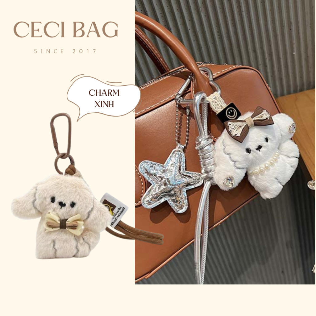 Set charm móc khóa cún con 3 chi tiết dễ thương móc khóa treo túi balo hoạt hình BY103