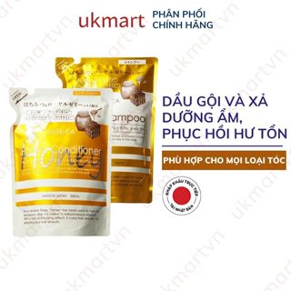  Cặp Dầu Gội Xả Dưỡng Ẩm Hatomugi Botanical Biorica Chiết Xuất Mật Ong Gói 360ml 
