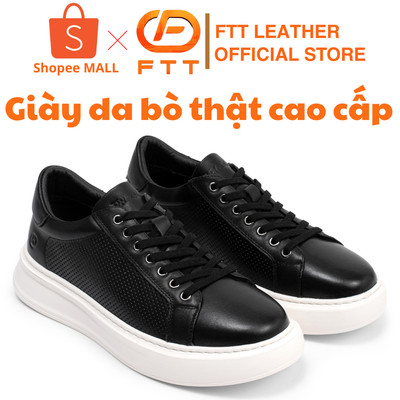 Giày da nam Sneaker chính hãng Fttleather, giày thể thao da bò cao cấp đục lỗ thoáng khí đế êm chân