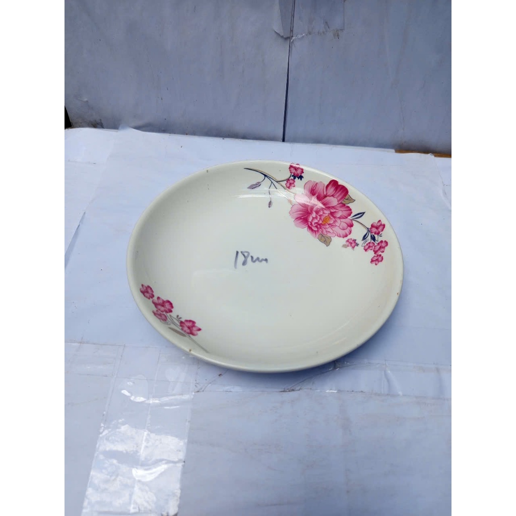 (mua 4 tặng 1) Dĩa sứ bông 18cm