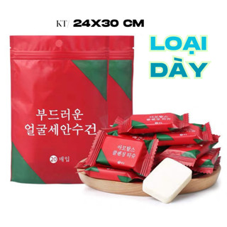 Túi 20 viên khăn mặt cotton, Khăn giấy nén size 24*30cm dùng 1 lần nhỏ gọn mềm mại vệ sinh tiện lợi