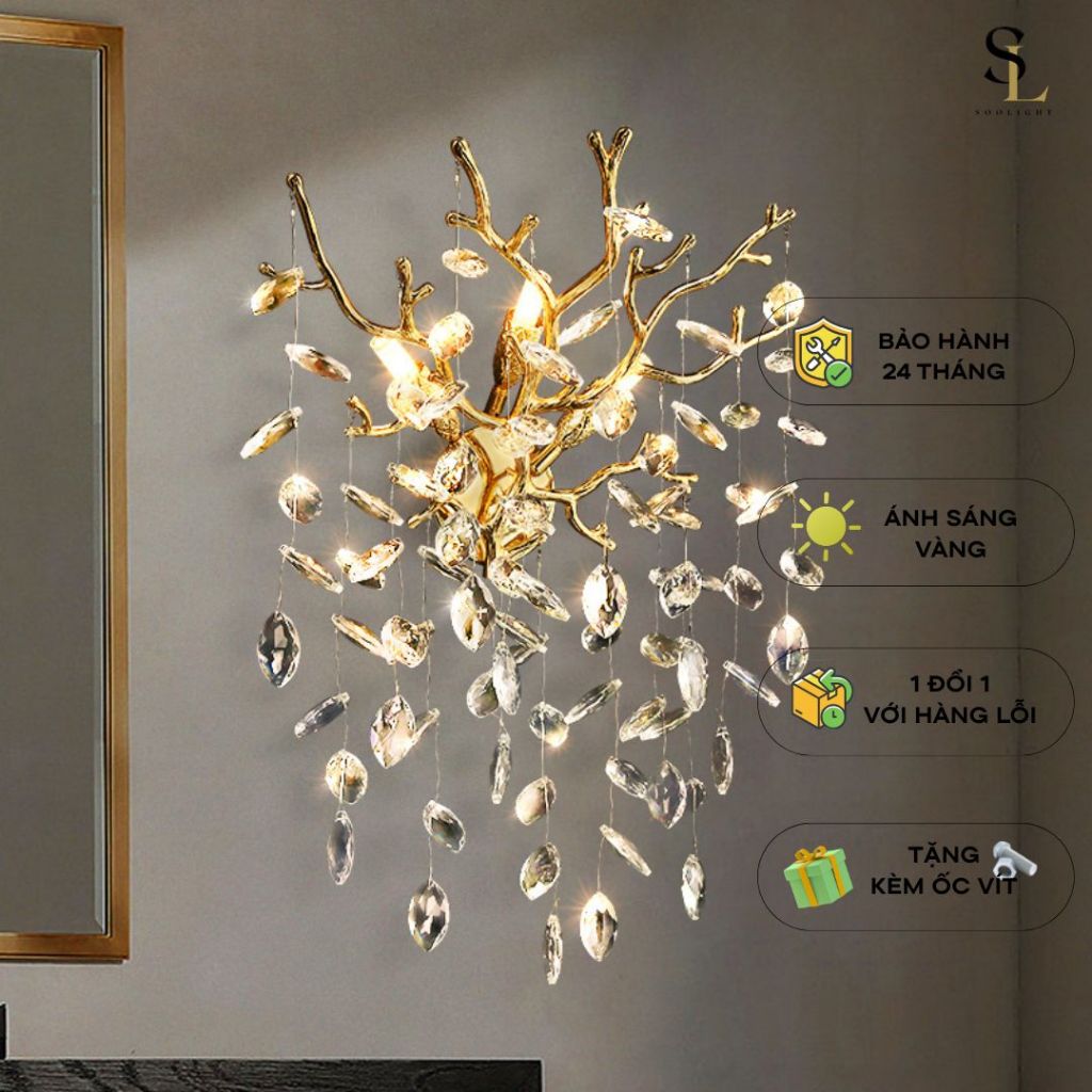 Đèn tường dercor SOOLIGHT Z31007-GD G9*3 W350mm phòng khách, phòng ngủ phong cách hiện đại