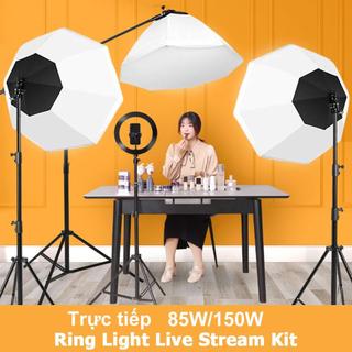 Bộ đèn chiếu sáng trực tiếp chuyên nghiệp Studio Photo Light Kit Octagon 70cm Hanfoto +Led nấm 85w