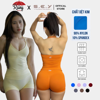 [ CHÍNH HÃNG BỘ S/M/L] Bộ THUN DỆT SEY STRAP TOP IMPACT/ BT Frame Tập Gym, Yoga, Bra Yếm Có Mút Đệm, Quần Chun Mông V
