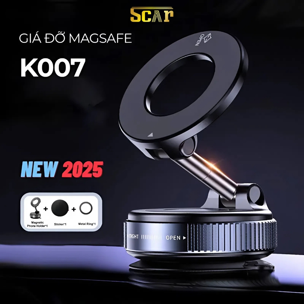 Giá đỡ điện thoại trên ô tô K007 nam châm từ tính hít chân không