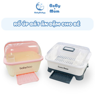 Kệ Úp Chén Bát Có Nắp Đậy Cho Bé Ăn Dặm, Rổ Úp Bát Ăn Dặm Cho Bé Nhựa An Toàn Có Nắp Đậy