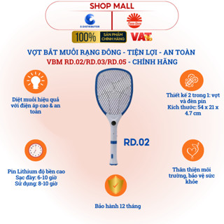 [HỎA TỐC] Vợt bắt muỗi Rạng Đông VBM RD.02 / RD.03 / RD.05 - Bảo hành 12 tháng - Chính hãng