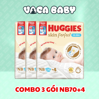  Thùng 3 gói Tã Dán Sơ Sinh Huggies Skin Perfect NB70+4 miếng 